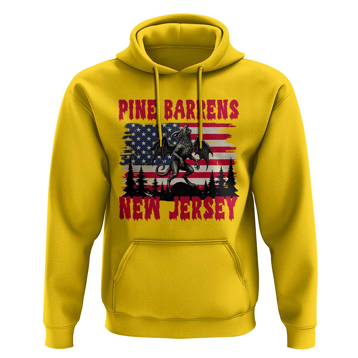 Patriotic Jersey Devil Hoodie Pine Barrens New Jersey Cryptid