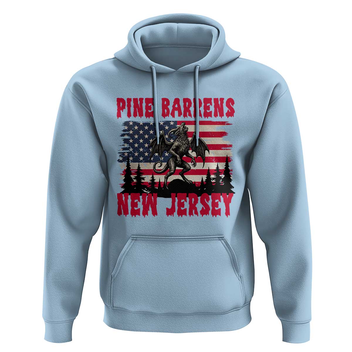 Patriotic Jersey Devil Hoodie Pine Barrens New Jersey Cryptid