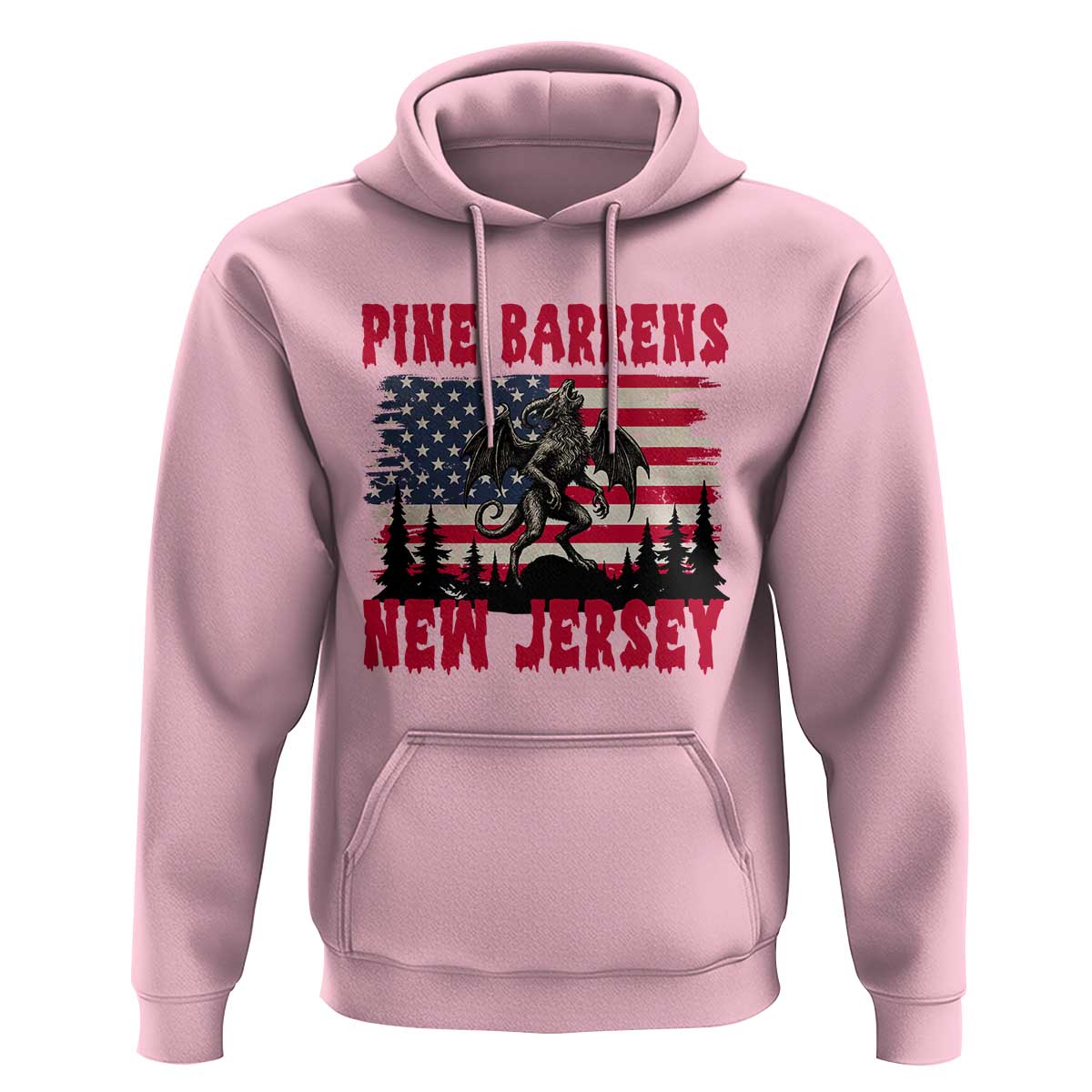 Patriotic Jersey Devil Hoodie Pine Barrens New Jersey Cryptid
