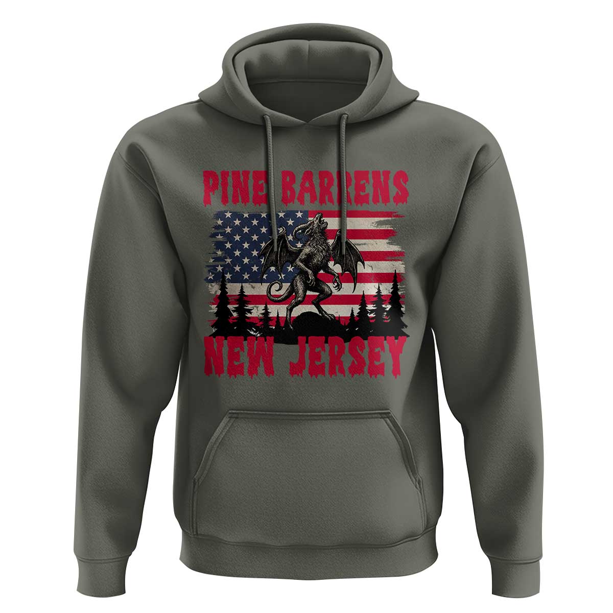 Patriotic Jersey Devil Hoodie Pine Barrens New Jersey Cryptid