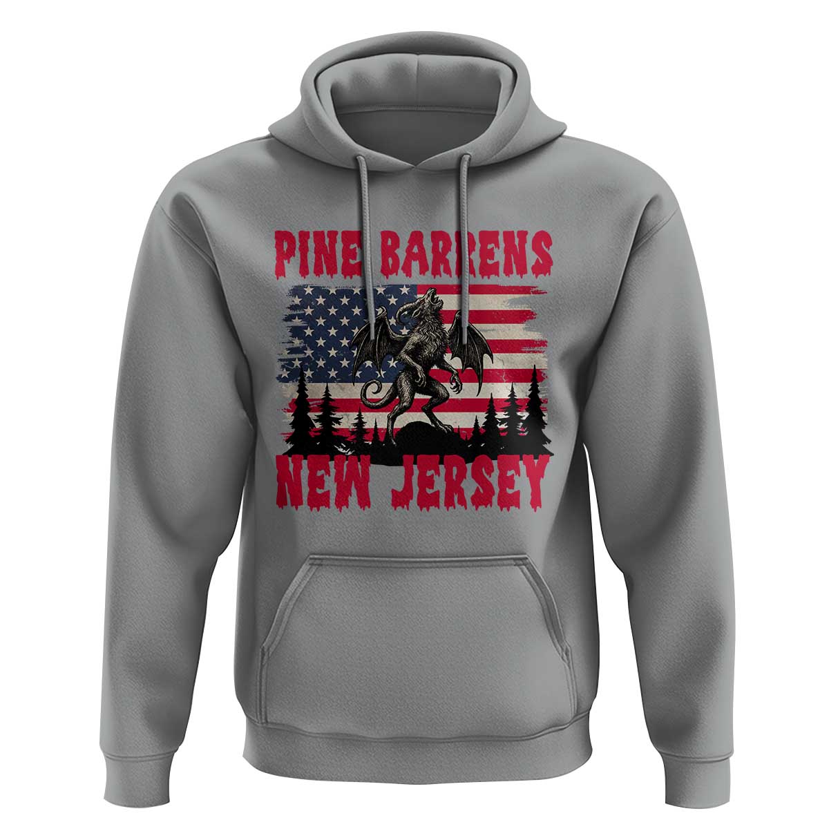 Patriotic Jersey Devil Hoodie Pine Barrens New Jersey Cryptid