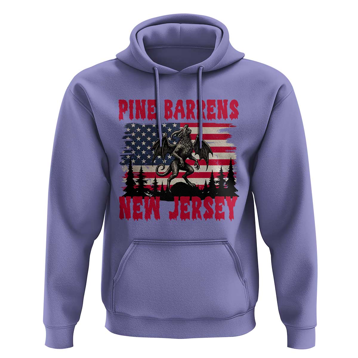 Patriotic Jersey Devil Hoodie Pine Barrens New Jersey Cryptid