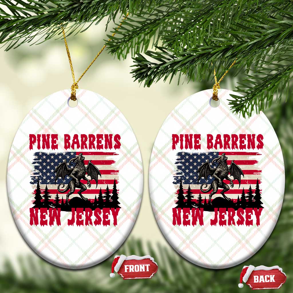 Patriotic Jersey Devil Ceramic Ornament Pine Barrens New Jersey Cryptid