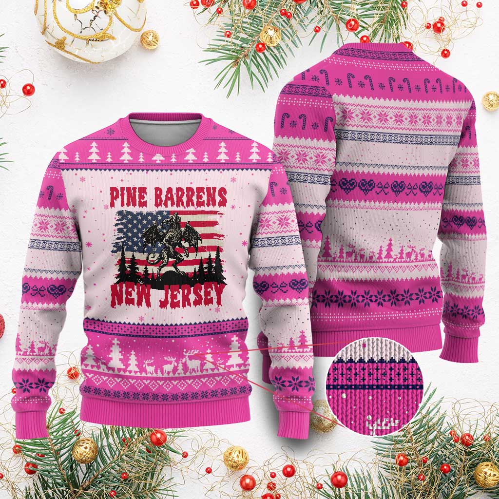 Patriotic Jersey Devil Ugly Christmas Sweater Pine Barrens New Jersey Cryptid