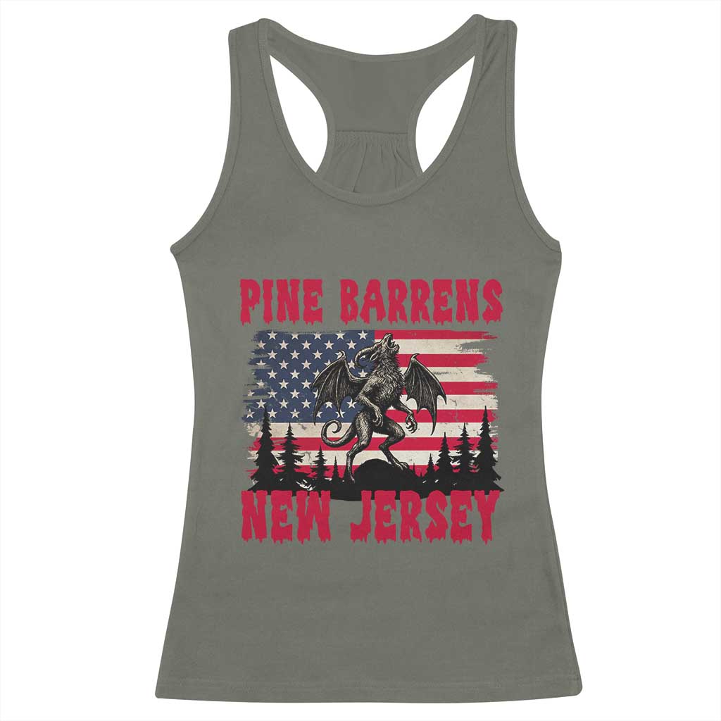 Patriotic Jersey Devil Racerback Tank Top Pine Barrens New Jersey Cryptid