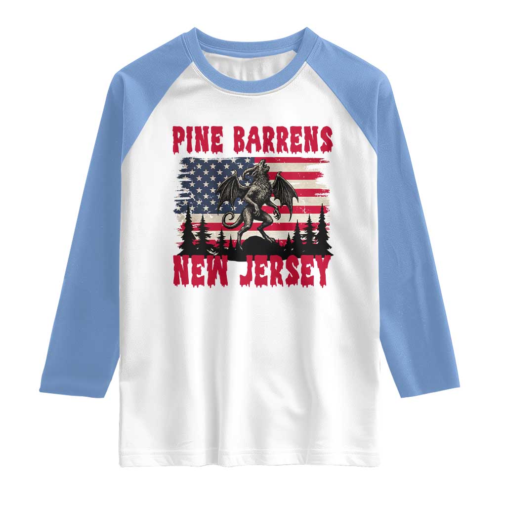 Patriotic Jersey Devil Raglan Shirt Pine Barrens New Jersey Cryptid