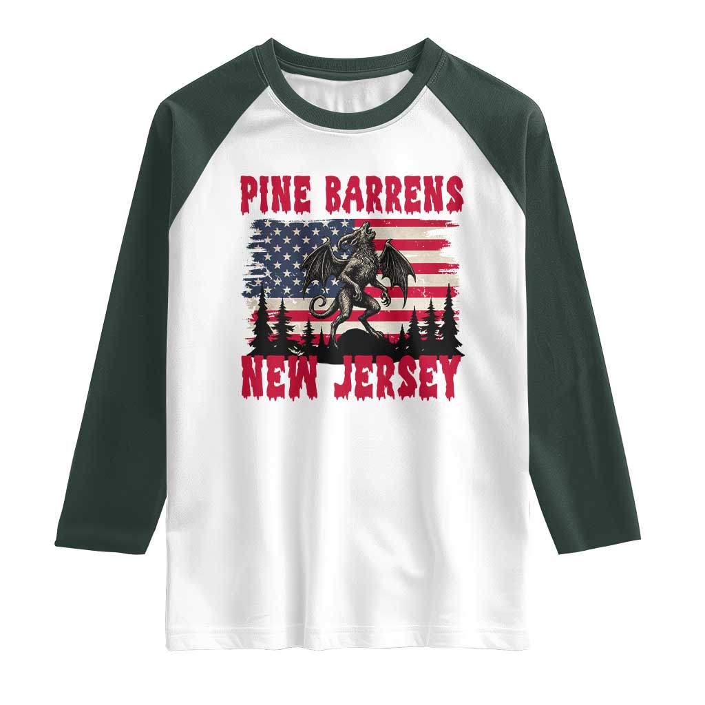 Patriotic Jersey Devil Raglan Shirt Pine Barrens New Jersey Cryptid