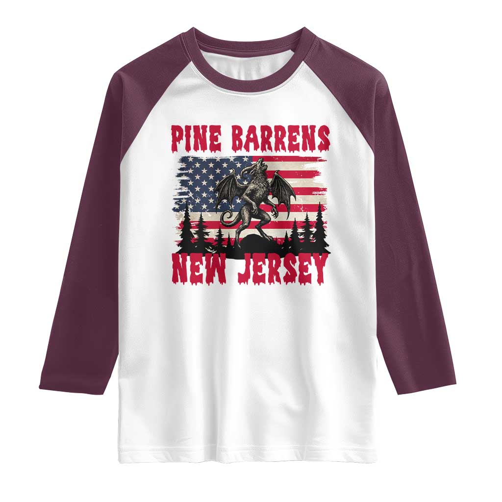 Patriotic Jersey Devil Raglan Shirt Pine Barrens New Jersey Cryptid