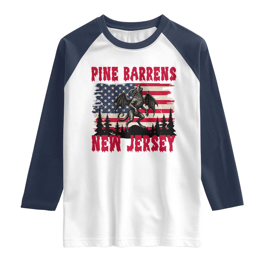 Patriotic Jersey Devil Raglan Shirt Pine Barrens New Jersey Cryptid