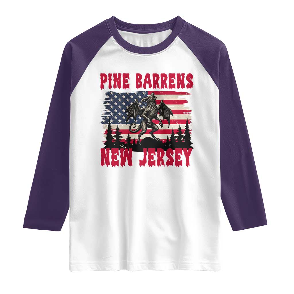 Patriotic Jersey Devil Raglan Shirt Pine Barrens New Jersey Cryptid
