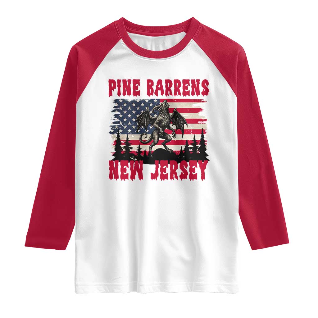 Patriotic Jersey Devil Raglan Shirt Pine Barrens New Jersey Cryptid