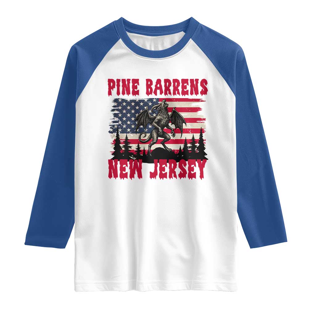 Patriotic Jersey Devil Raglan Shirt Pine Barrens New Jersey Cryptid