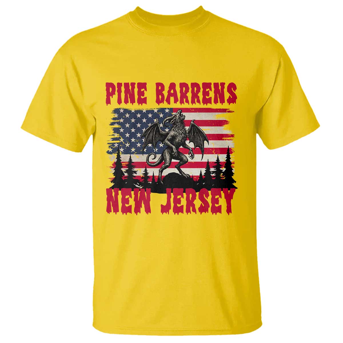Patriotic Jersey Devil T Shirt Pine Barrens New Jersey Cryptid