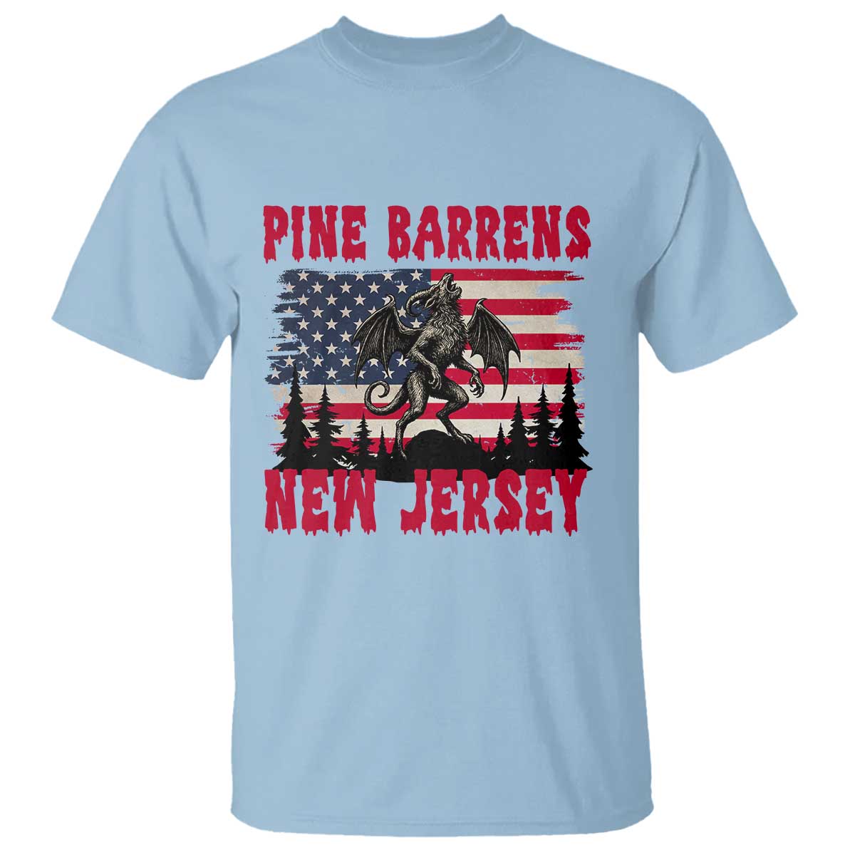Patriotic Jersey Devil T Shirt Pine Barrens New Jersey Cryptid