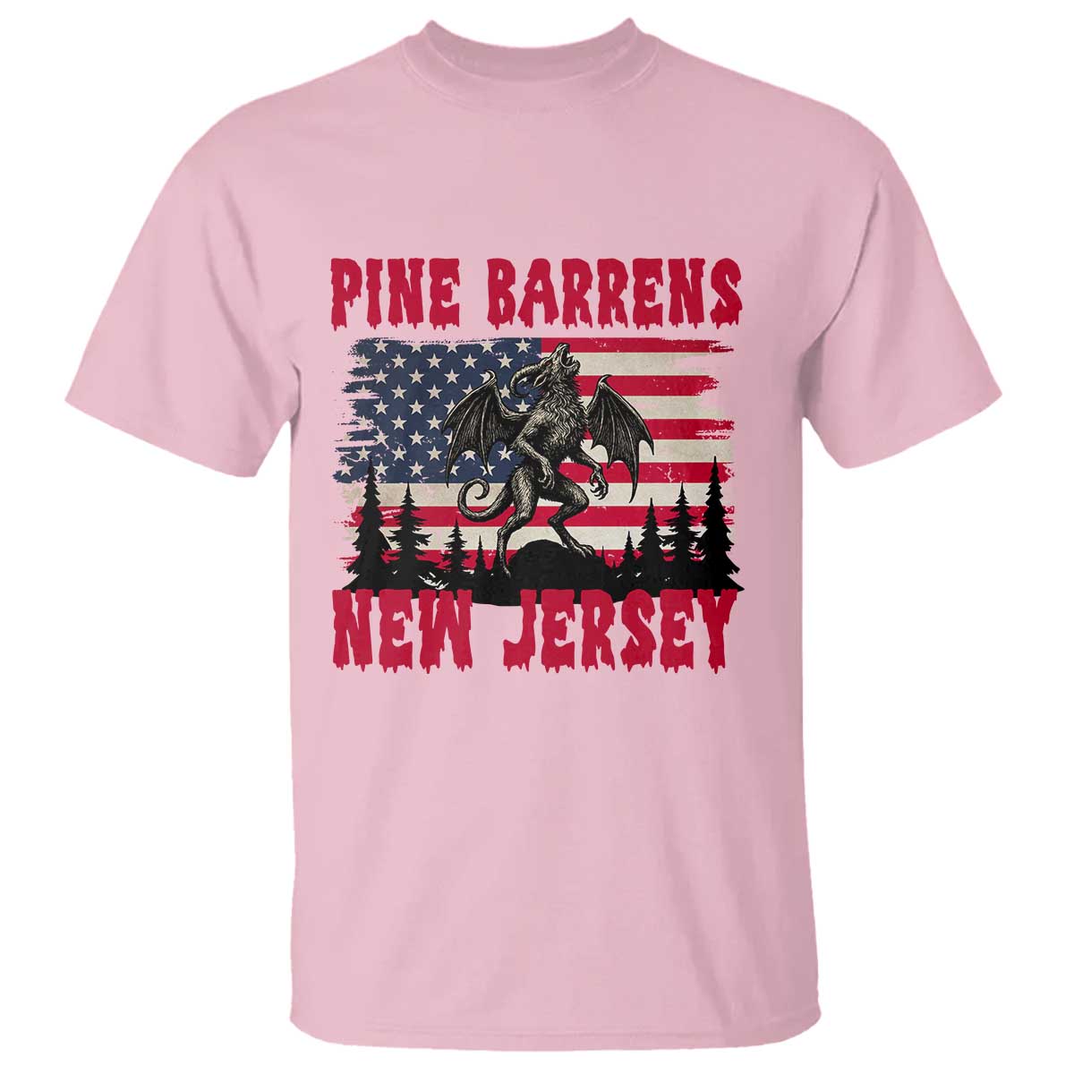 Patriotic Jersey Devil T Shirt Pine Barrens New Jersey Cryptid