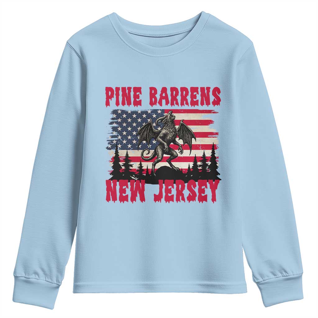 Patriotic Jersey Devil Youth Sweatshirt Pine Barrens New Jersey Cryptid