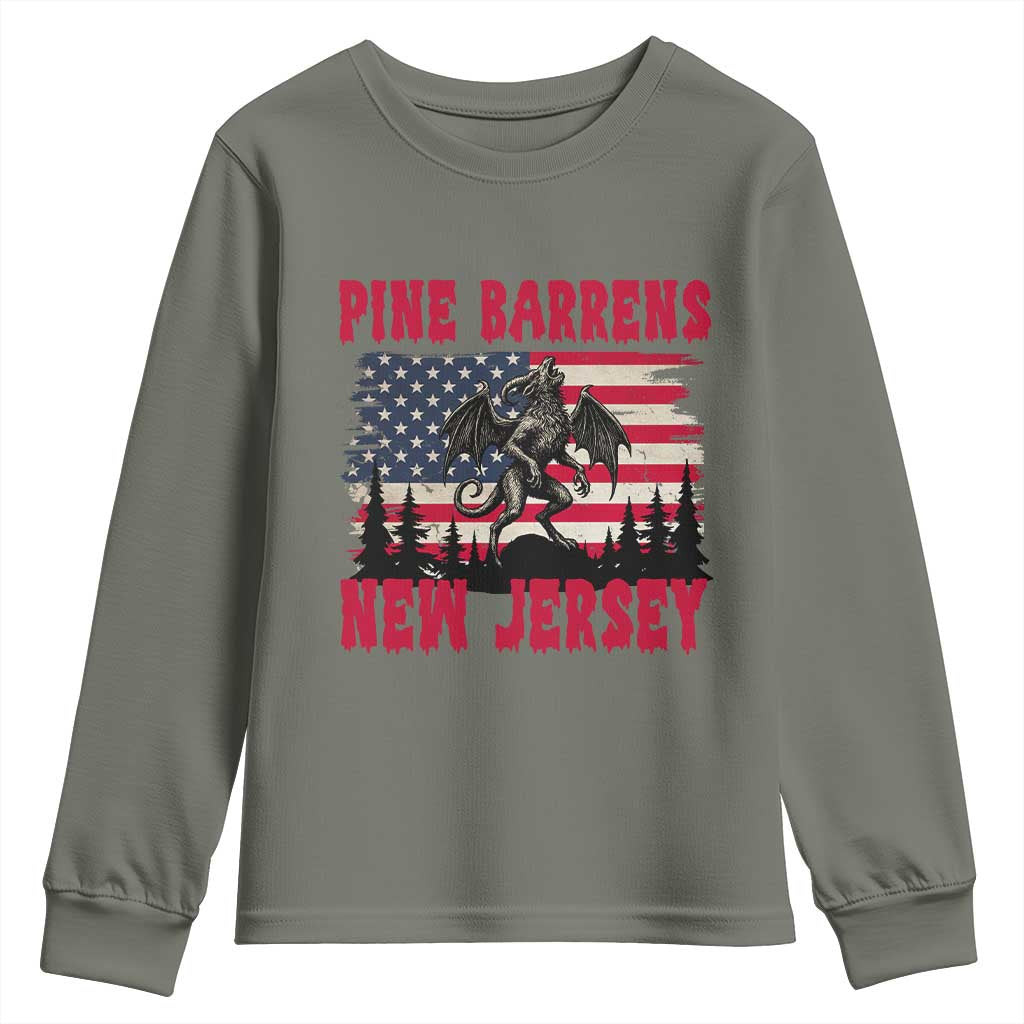 Patriotic Jersey Devil Youth Sweatshirt Pine Barrens New Jersey Cryptid