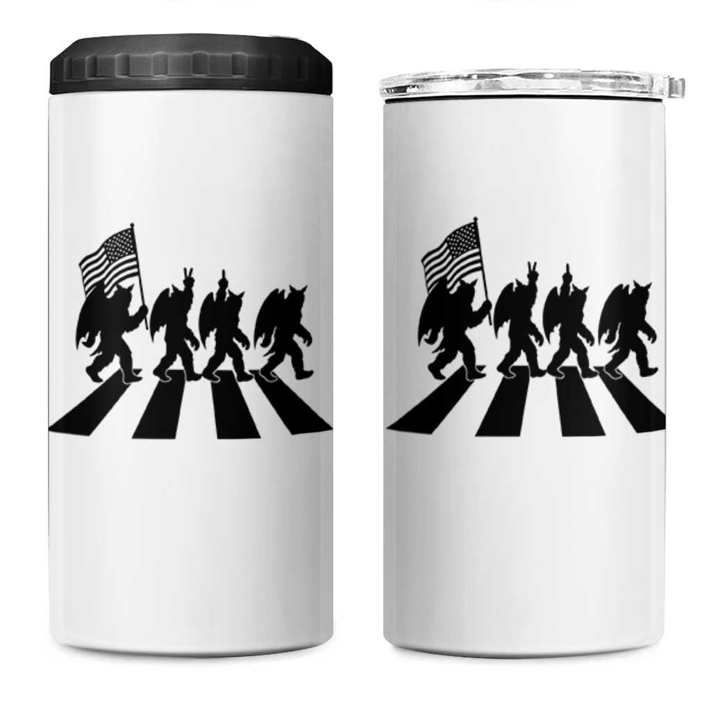 Funny Patriotic Mothman 4 in 1 Can Cooler Tumbler Cryptid Lover Gift
