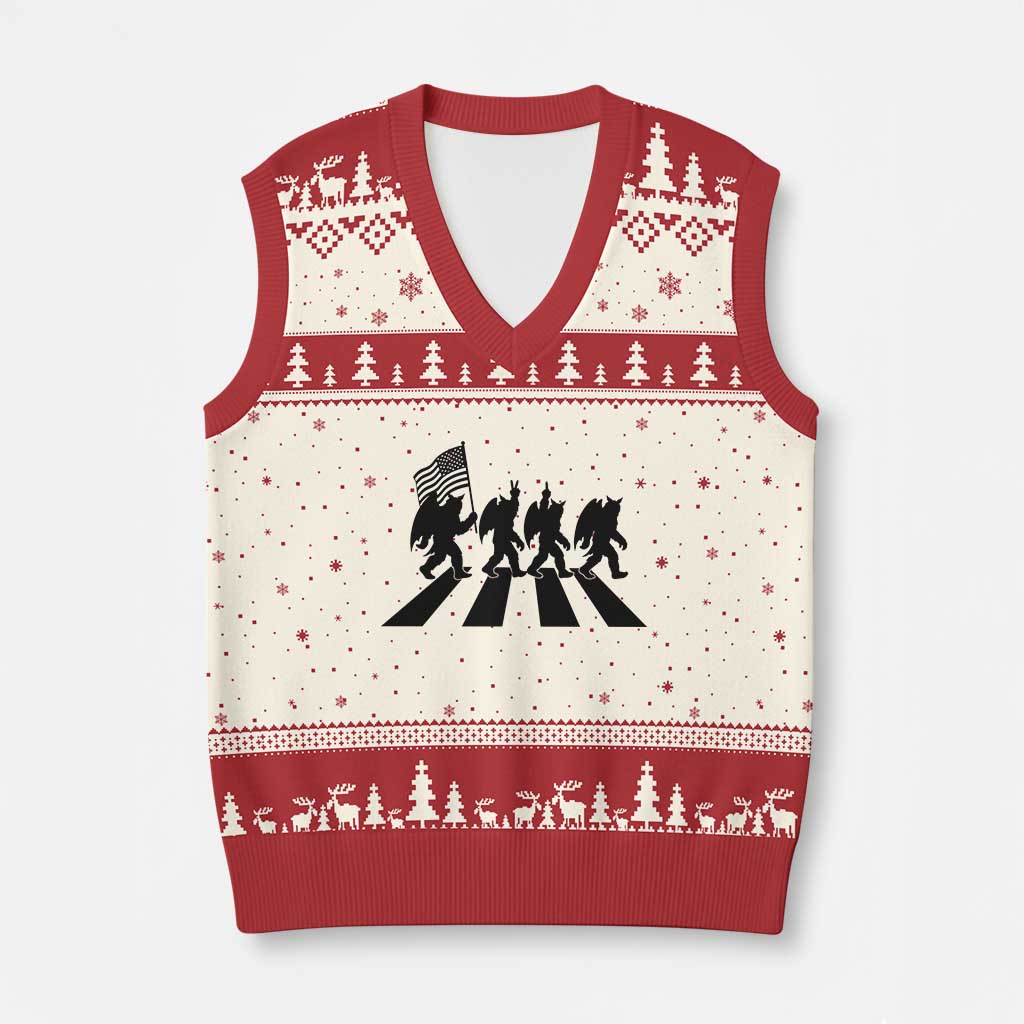 Funny Patriotic Mothman V-Neck Knit Sweater Vest Cryptid Lover Gift