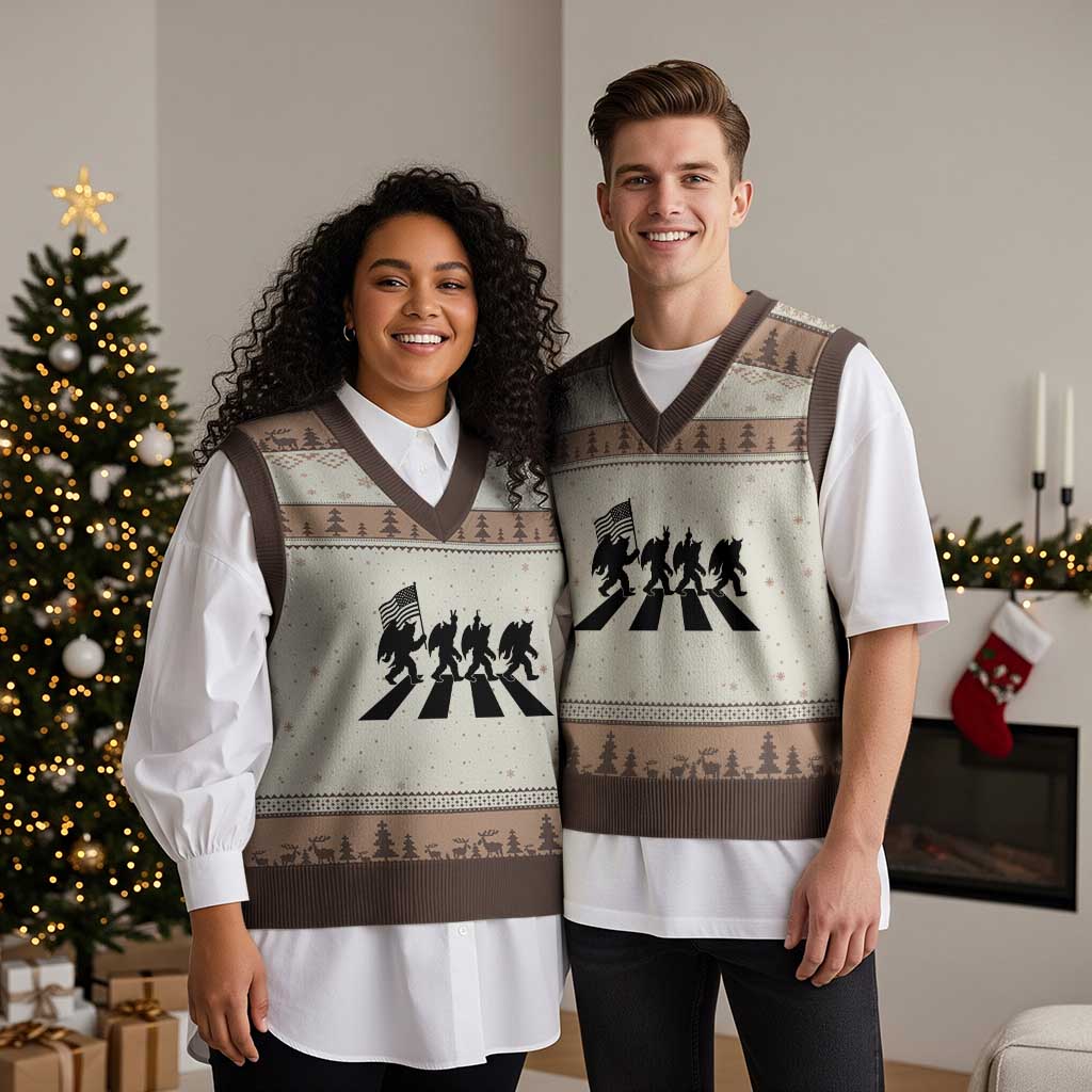 Funny Patriotic Mothman V-Neck Knit Sweater Vest Cryptid Lover Gift