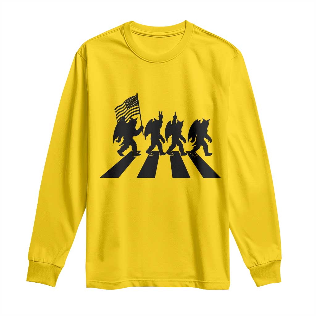 Funny Patriotic Mothman Long Sleeve Shirt Cryptid Lover Gift