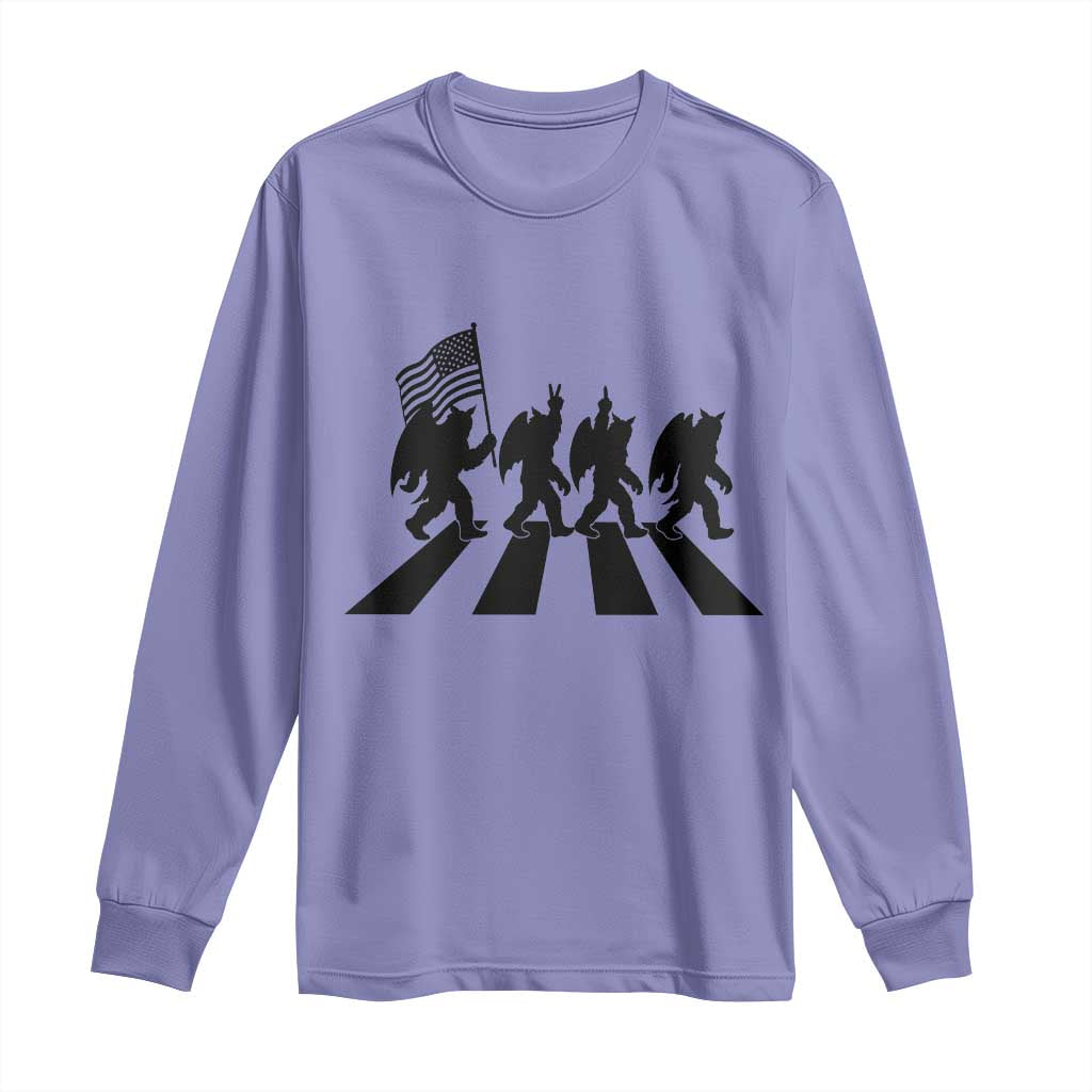 Funny Patriotic Mothman Long Sleeve Shirt Cryptid Lover Gift