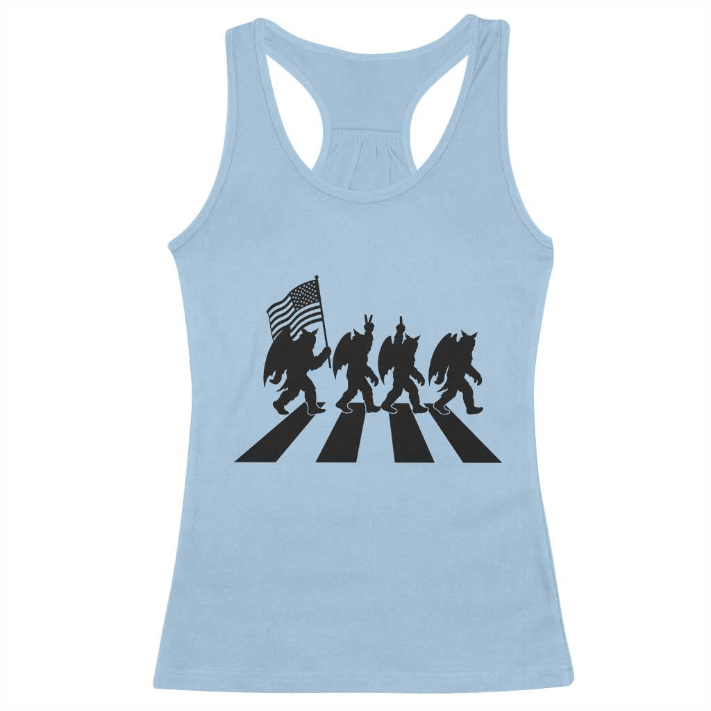 Funny Patriotic Mothman Racerback Tank Top Cryptid Lover Gift