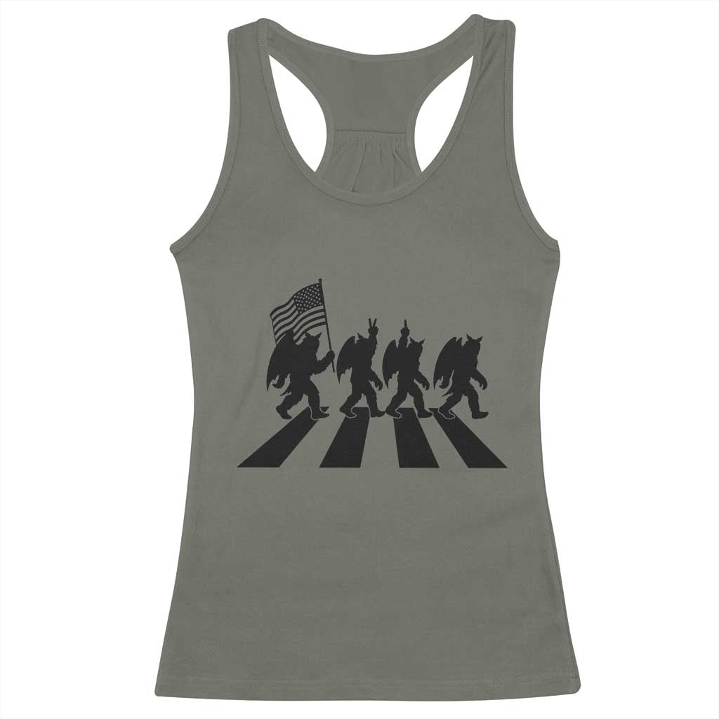 Funny Patriotic Mothman Racerback Tank Top Cryptid Lover Gift