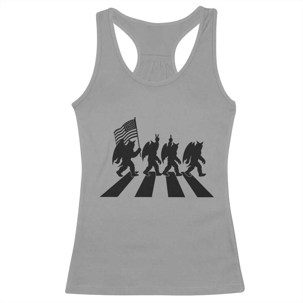 Funny Patriotic Mothman Racerback Tank Top Cryptid Lover Gift