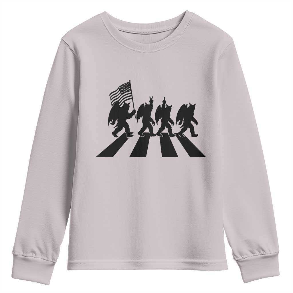 Funny Patriotic Mothman Youth Sweatshirt Cryptid Lover Gift