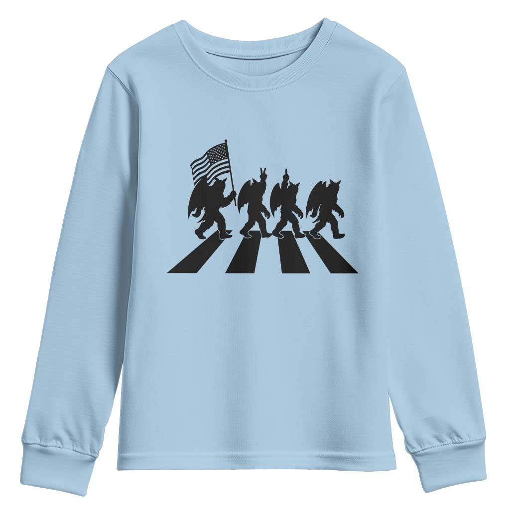 Funny Patriotic Mothman Youth Sweatshirt Cryptid Lover Gift