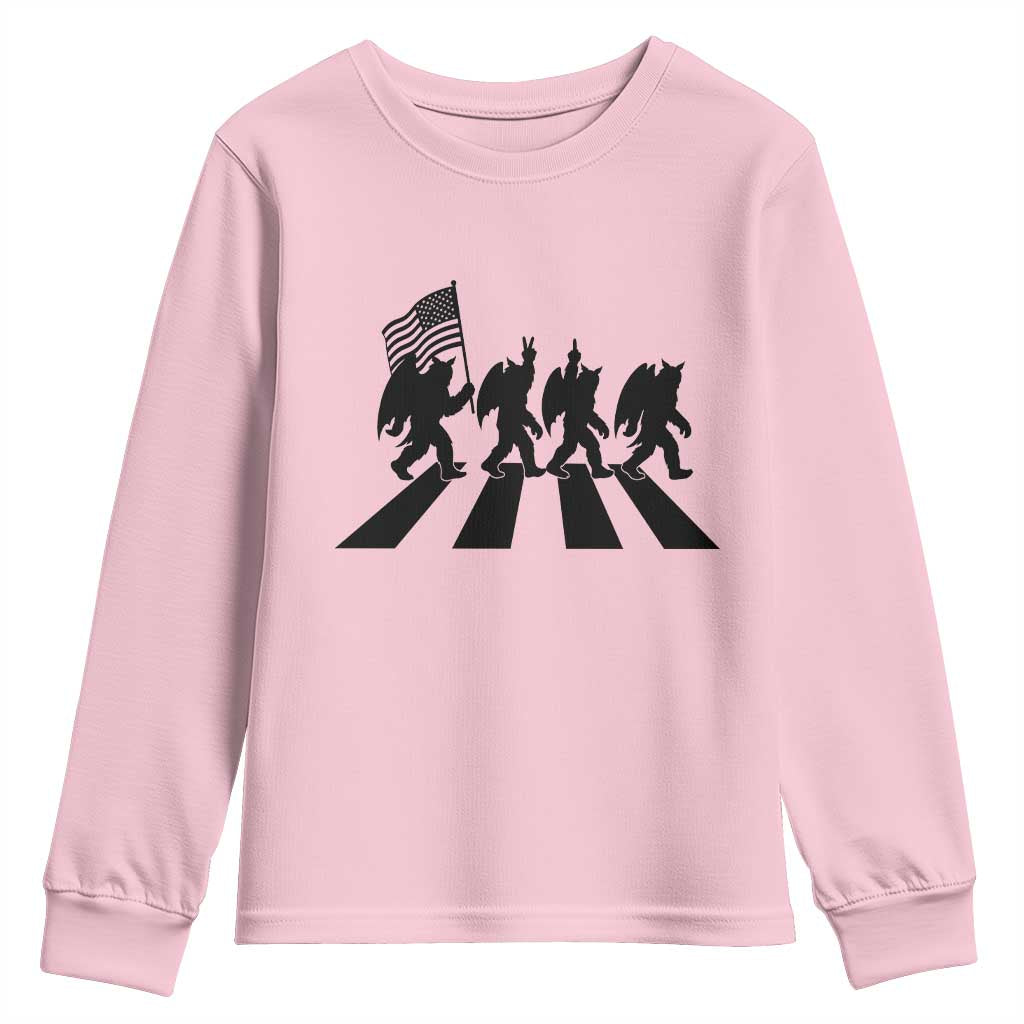 Funny Patriotic Mothman Youth Sweatshirt Cryptid Lover Gift