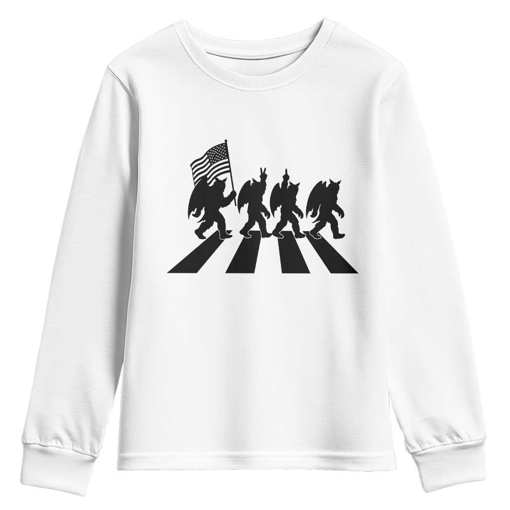 Funny Patriotic Mothman Youth Sweatshirt Cryptid Lover Gift