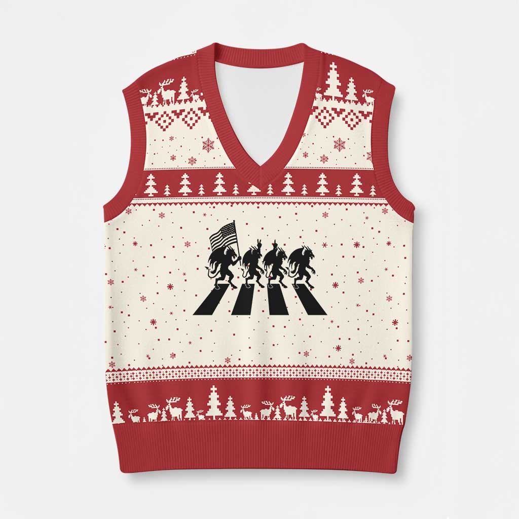 Patriotic Jersey Devil V-Neck Knit Sweater Vest New Jersey Cryptid Gift