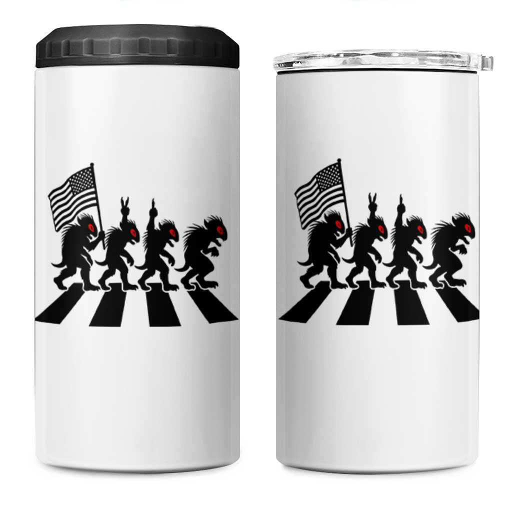 Patriotic Chupacabra 4 in 1 Can Cooler Tumbler Funny Cryptid Lover Gift