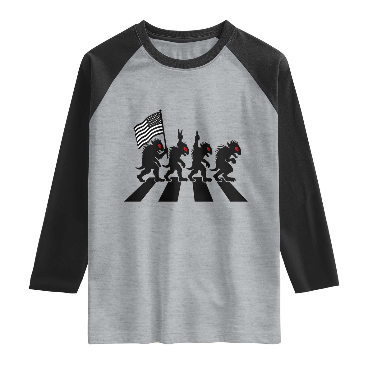 Patriotic Chupacabra Raglan Shirt Funny Cryptid Lover Gift