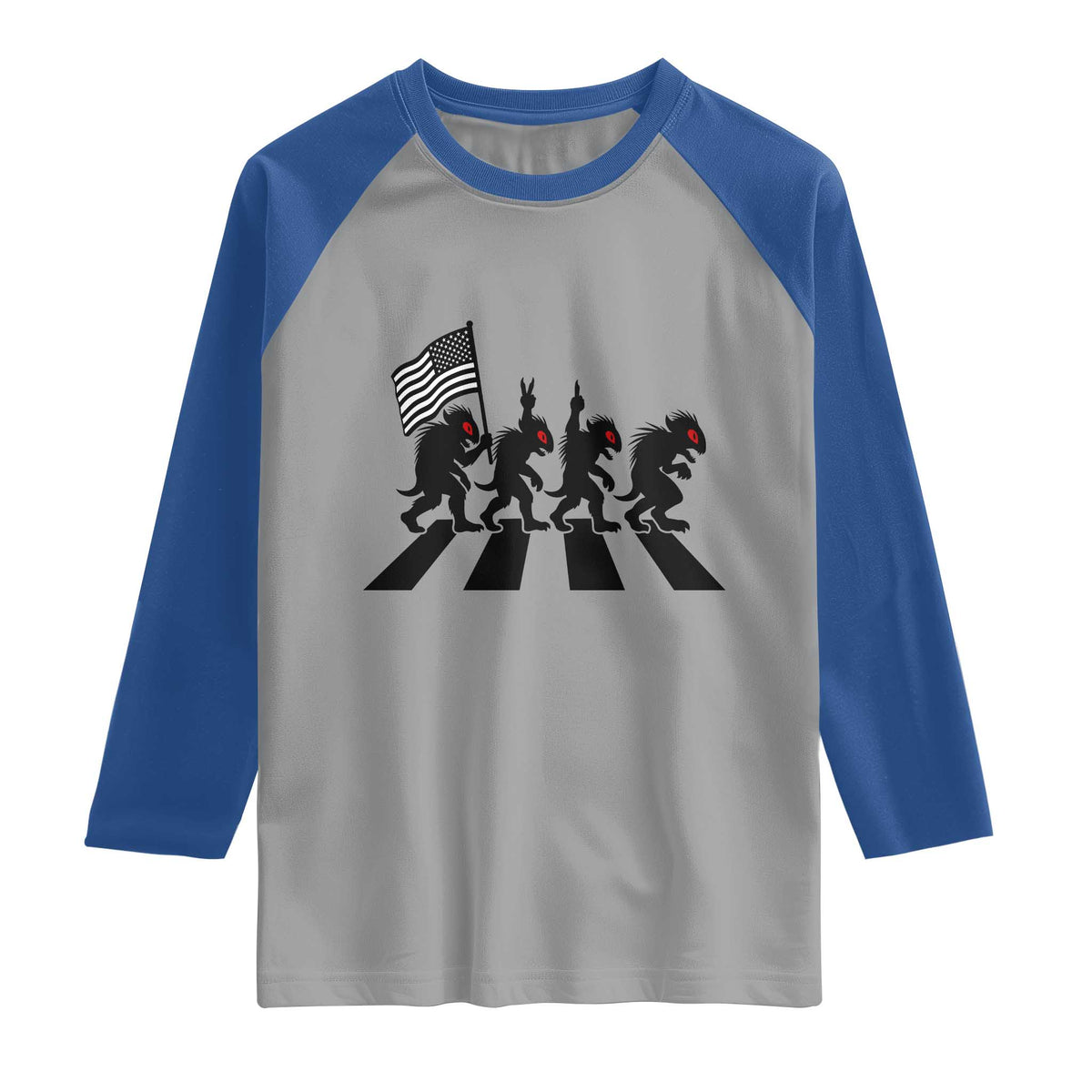 Patriotic Chupacabra Raglan Shirt Funny Cryptid Lover Gift