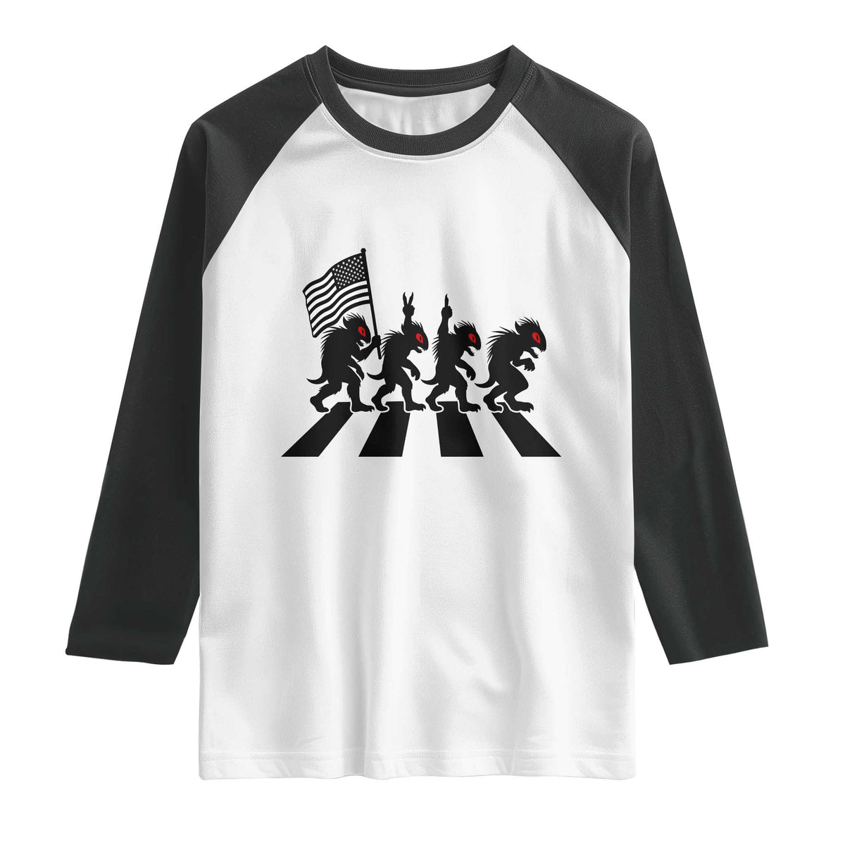 Patriotic Chupacabra Raglan Shirt Funny Cryptid Lover Gift