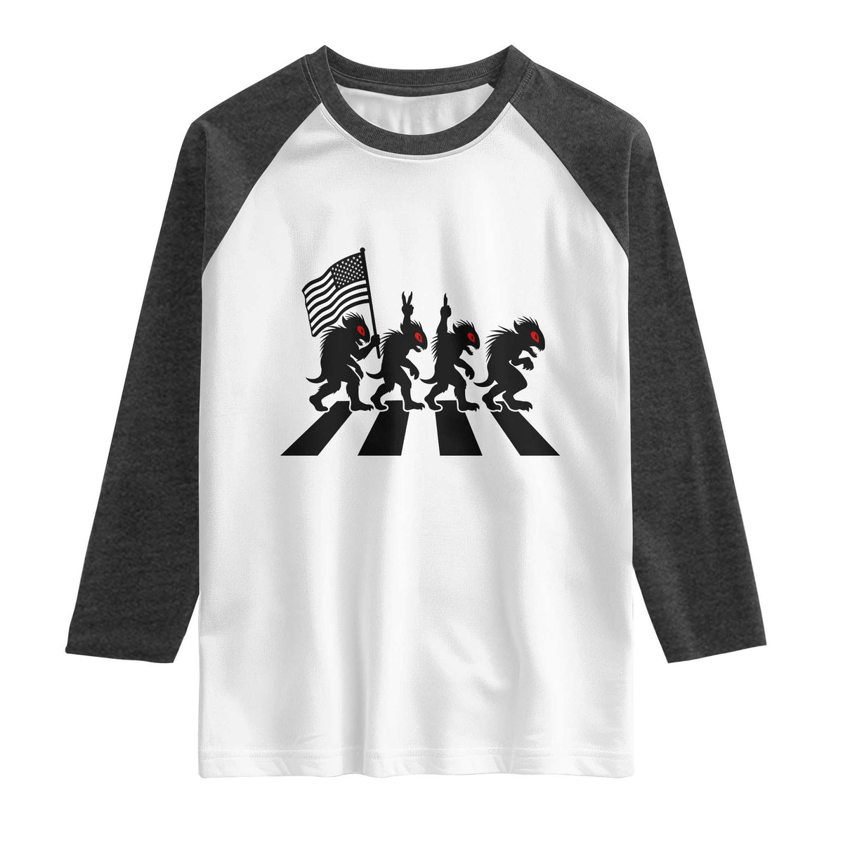 Patriotic Chupacabra Raglan Shirt Funny Cryptid Lover Gift