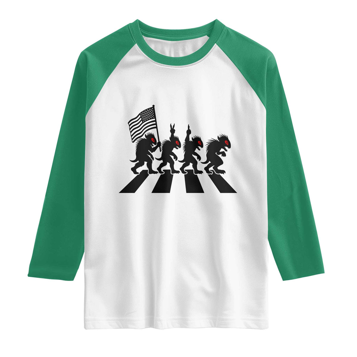 Patriotic Chupacabra Raglan Shirt Funny Cryptid Lover Gift