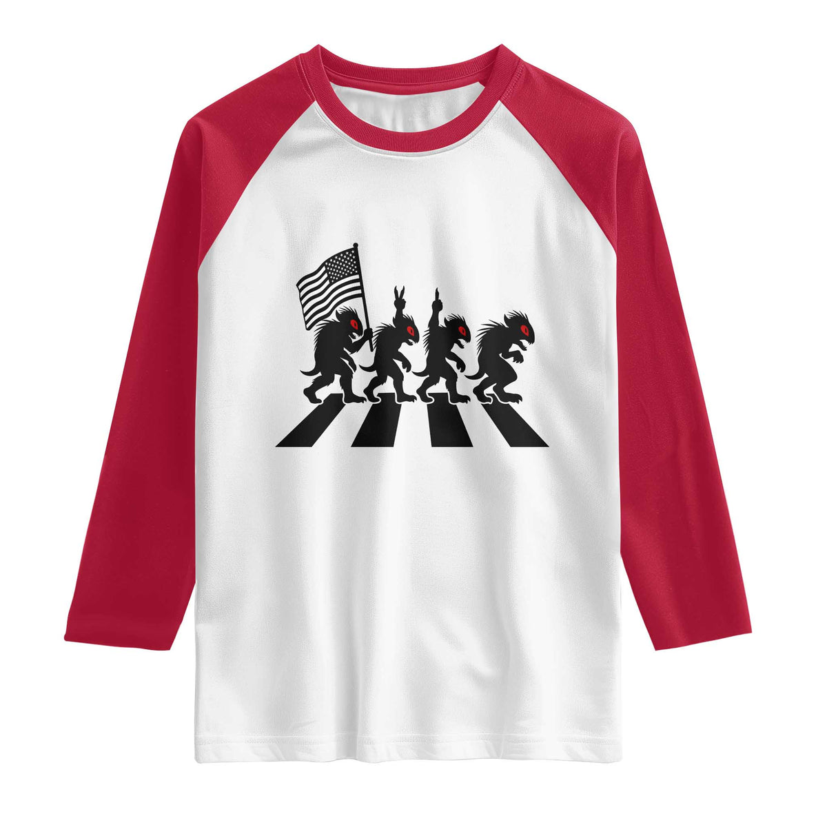 Patriotic Chupacabra Raglan Shirt Funny Cryptid Lover Gift
