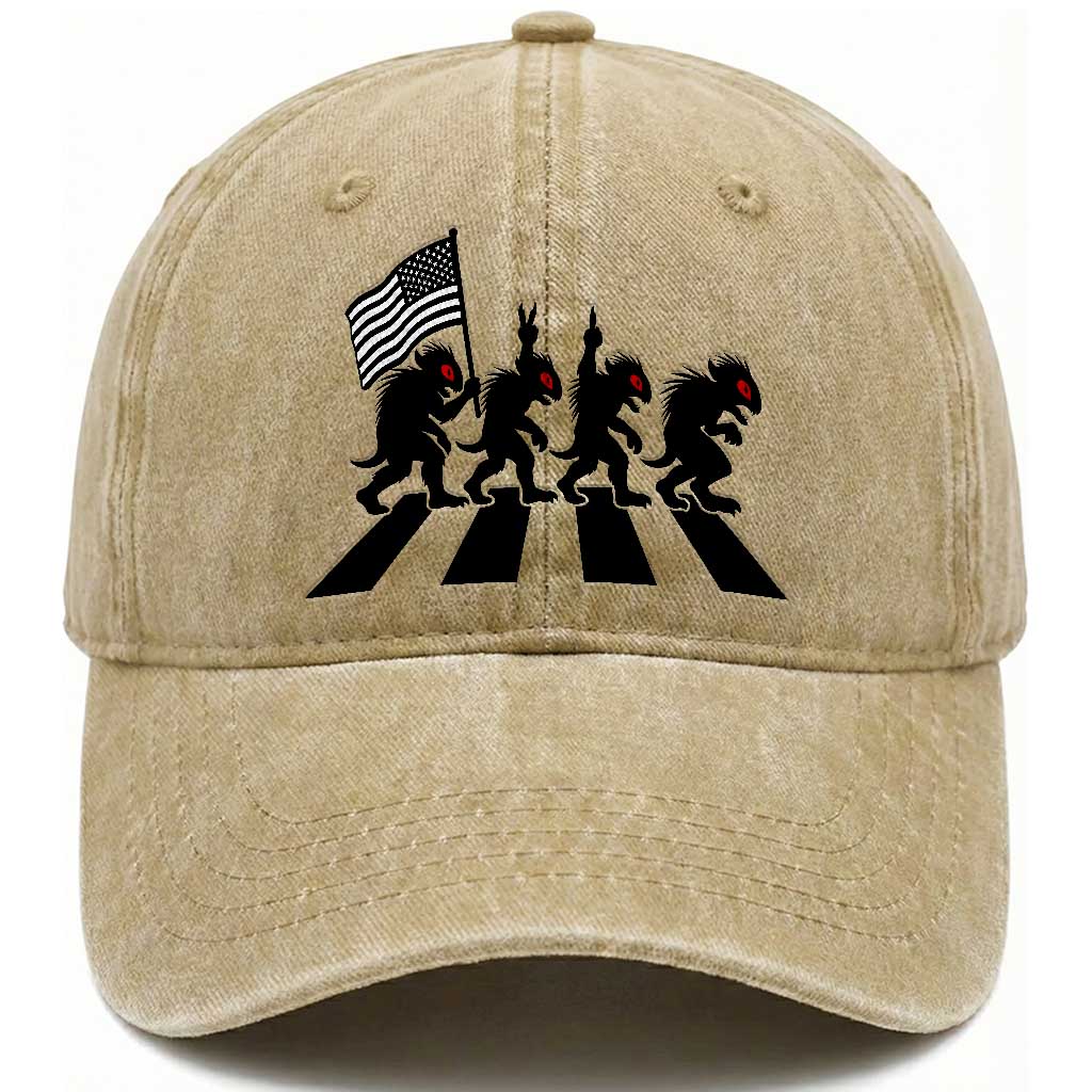 Patriotic Chupacabra Washed Cotton Baseball Cap Funny Cryptid Lover Gift