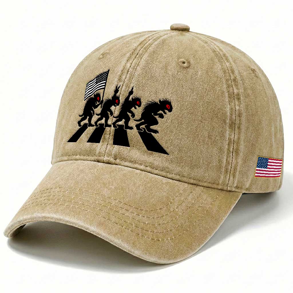 Patriotic Chupacabra Washed Cotton Baseball Cap Funny Cryptid Lover Gift