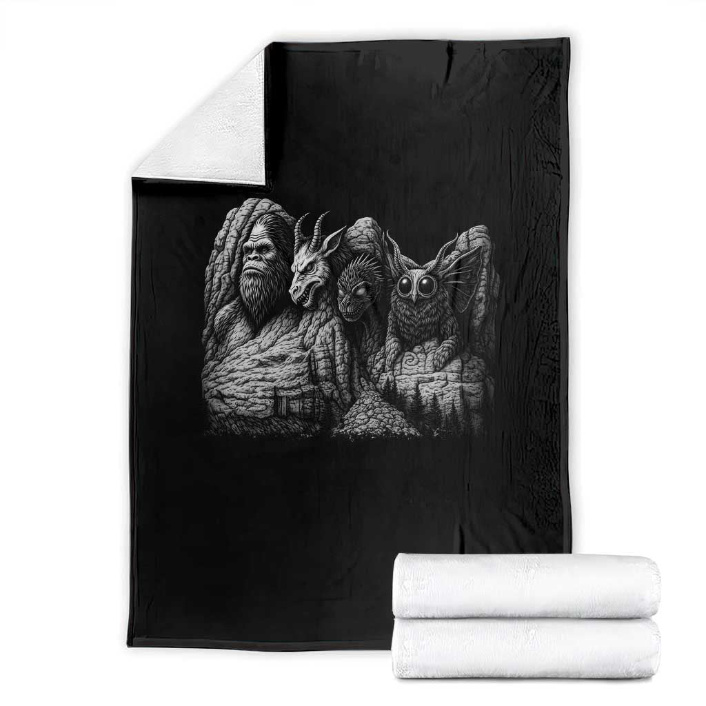 Cryptid Mount Rushmore Throw Blanket Bigfoot Mothman Jersey Devil Chupacabra