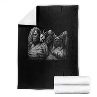 Cryptid Mount Rushmore Throw Blanket Bigfoot Mothman Jersey Devil Chupacabra