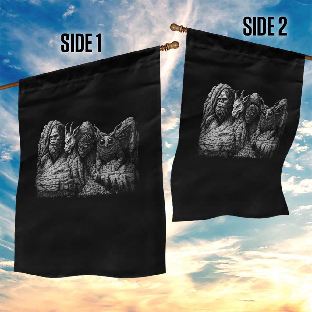 Cryptid Mount Rushmore Garden Flag Bigfoot Mothman Jersey Devil Chupacabra
