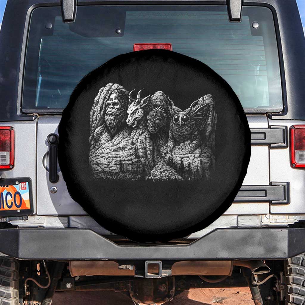 Cryptid Mount Rushmore Spare Tire Cover Bigfoot Mothman Jersey Devil Chupacabra