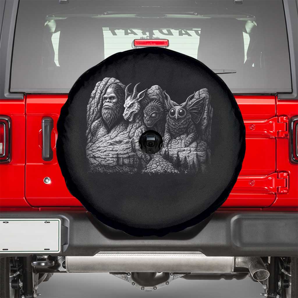 Cryptid Mount Rushmore Spare Tire Cover Bigfoot Mothman Jersey Devil Chupacabra