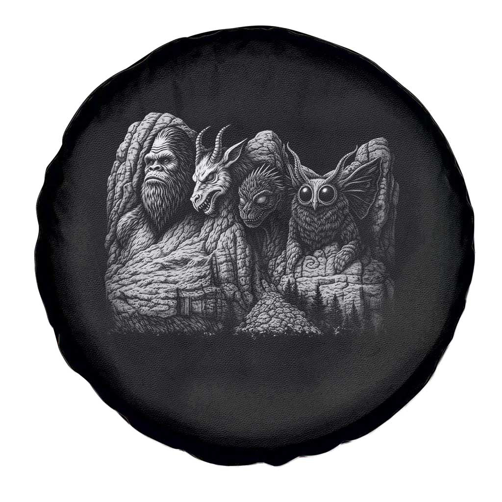 Cryptid Mount Rushmore Spare Tire Cover Bigfoot Mothman Jersey Devil Chupacabra