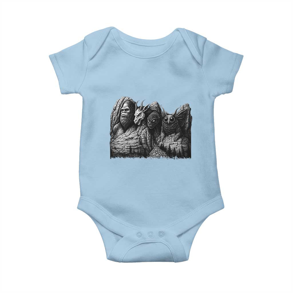 Cryptid Mount Rushmore Baby Onesie Bigfoot Mothman Jersey Devil Chupacabra